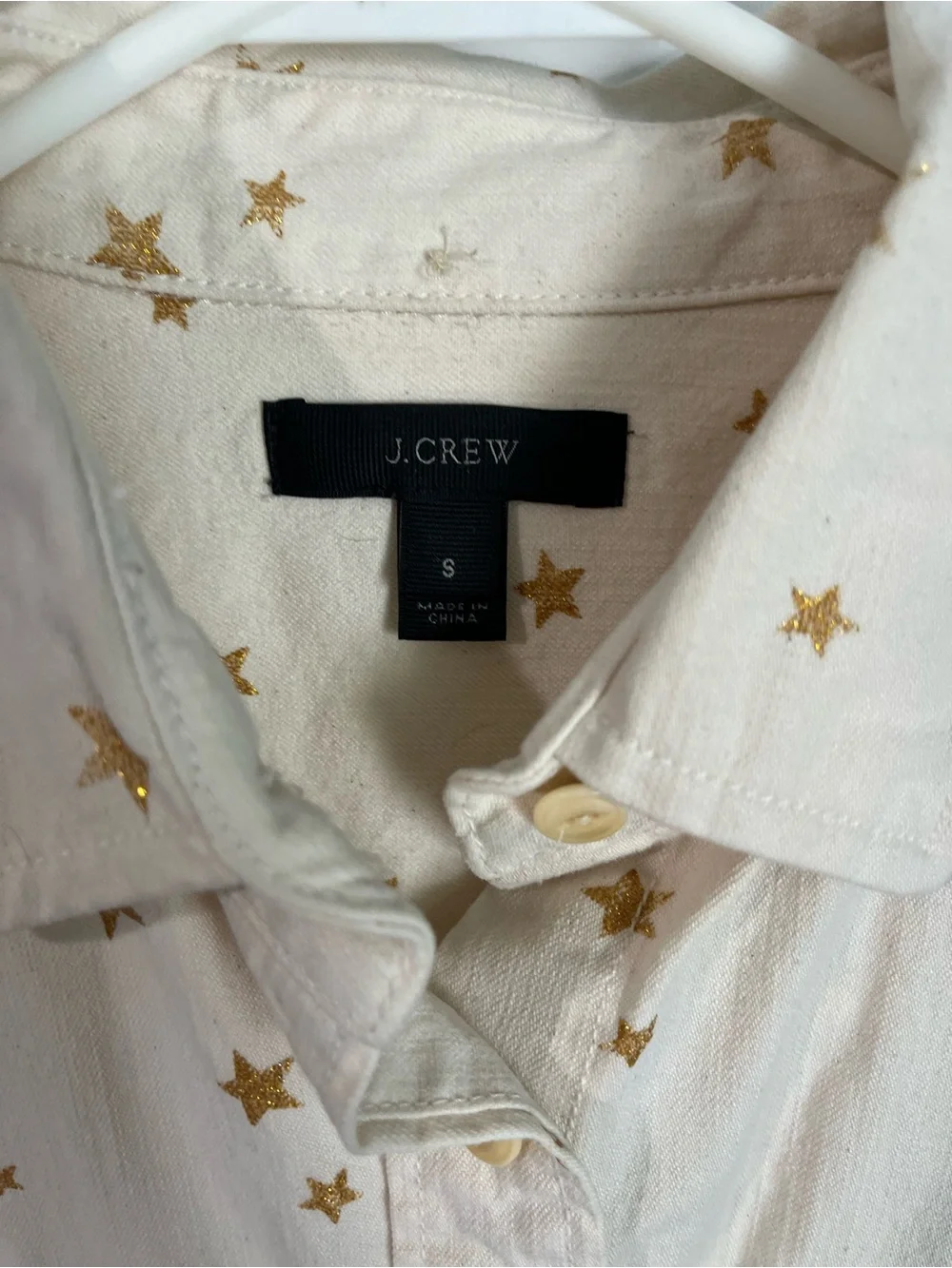 J Crew women’s Cream Star-Print Button-Up Shirt size small